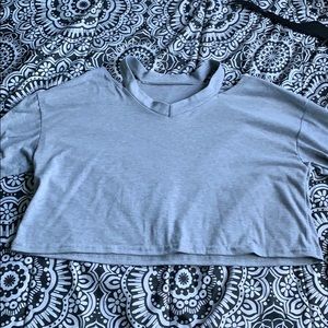 Gray cut out crop top